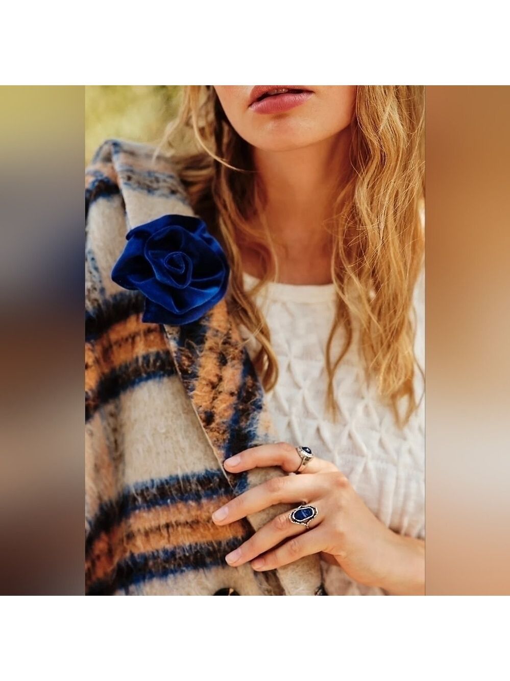 NWT Free People Blue Rosette Stud Earrings Pack Brooch